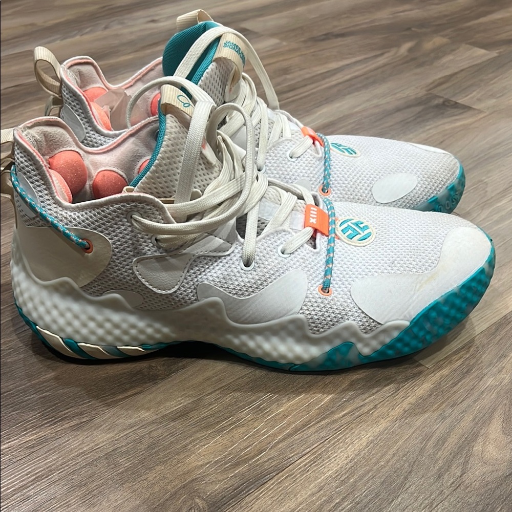 Adidas White and Teal Sneakers sz 11
